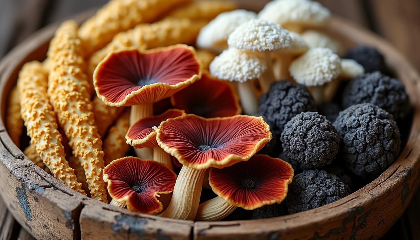 découvrez nos fournisseurs de champignons adaptogènes en gros, offrant des produits naturels de haute qualité pour vos besoins professionnels. approvisionnement fiable et varié.